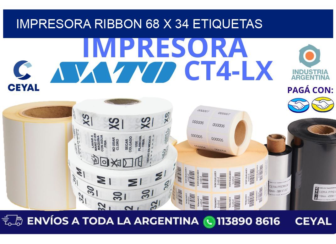impresora ribbon 68 x 34 etiquetas