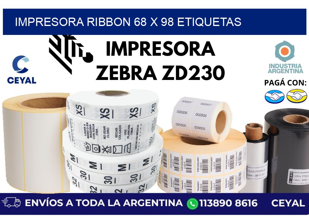impresora ribbon 68 x 98 etiquetas