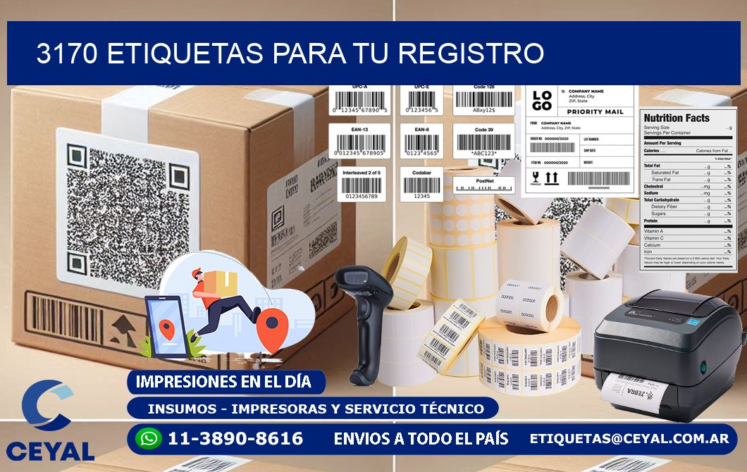 3170 etiquetas para tu registro