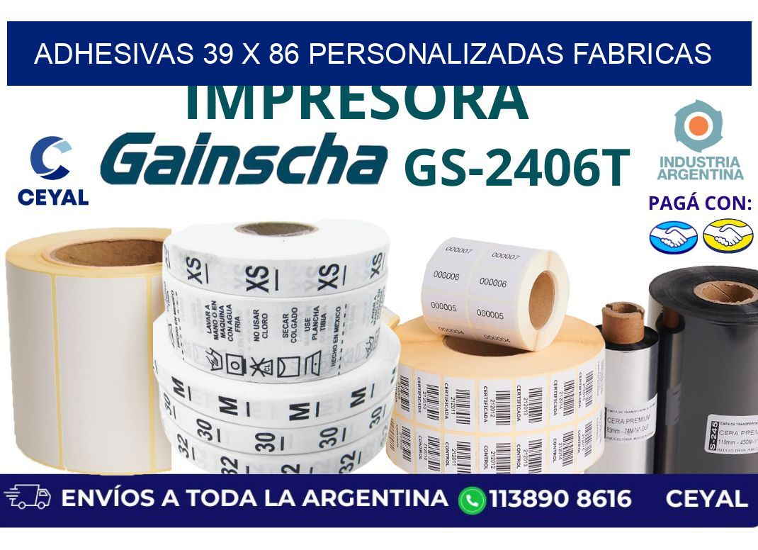 adhesivas 39 x 86 personalizadas fabricas