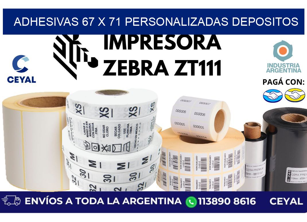 adhesivas 67 x 71 personalizadas depositos
