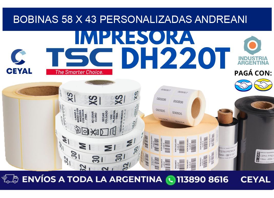 bobinas 58 x 43 personalizadas andreani