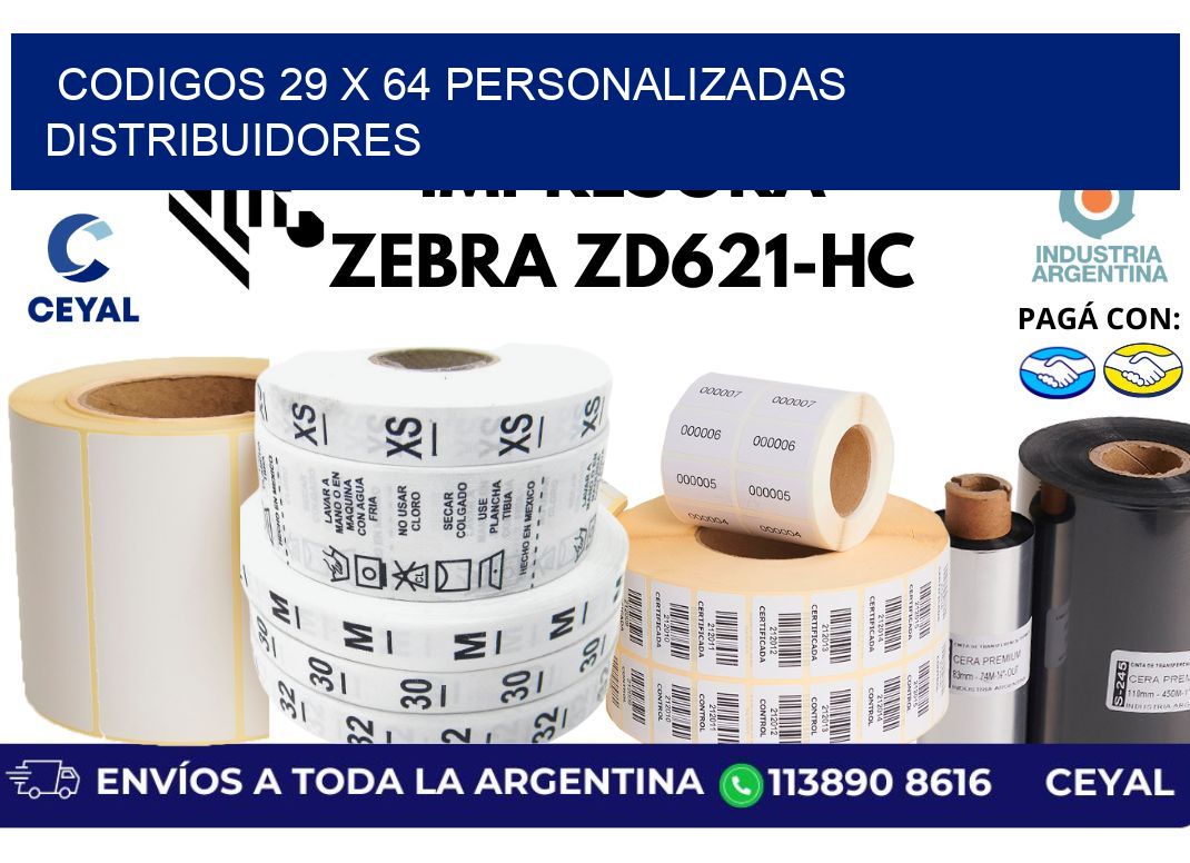 codigos 29 x 64 personalizadas distribuidores