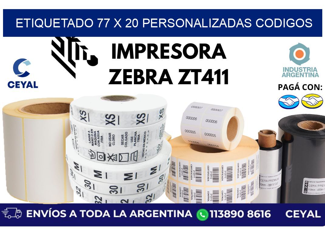 etiquetado 77 x 20 personalizadas codigos