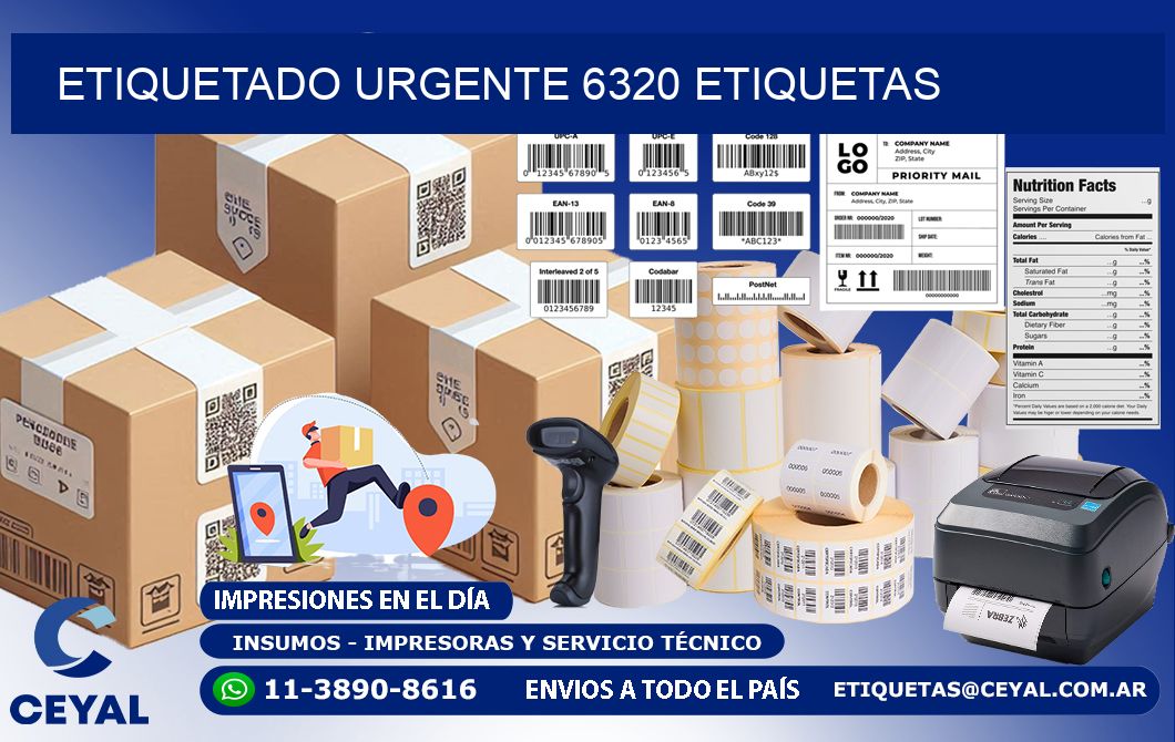 etiquetado urgente 6320 etiquetas