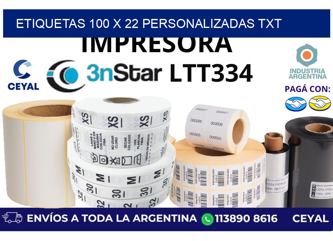 etiquetas 100 x 22 personalizadas txt