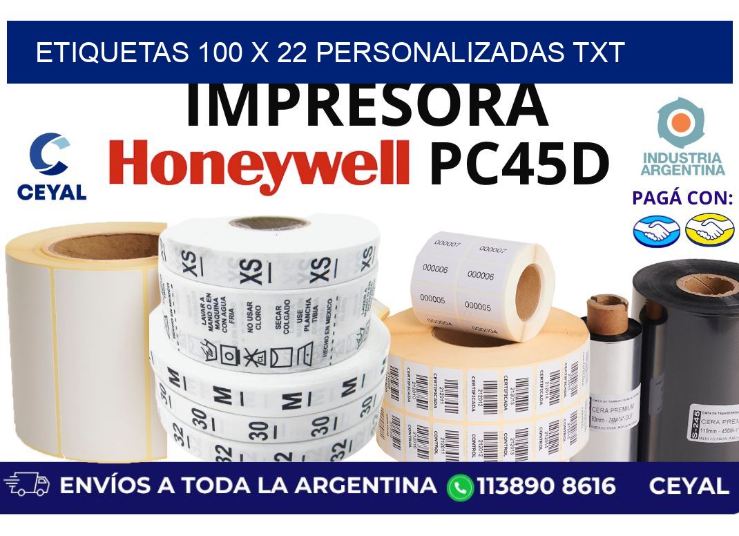 etiquetas 100 x 22 personalizadas txt