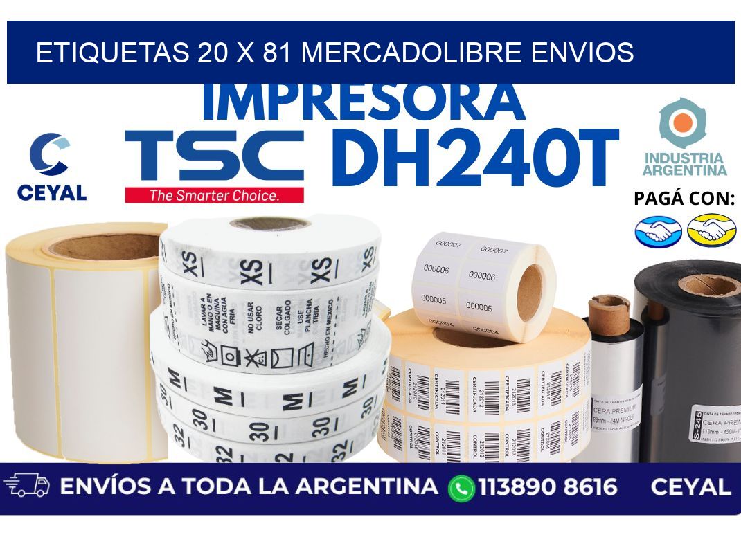 etiquetas 20 x 81 mercadolibre envios