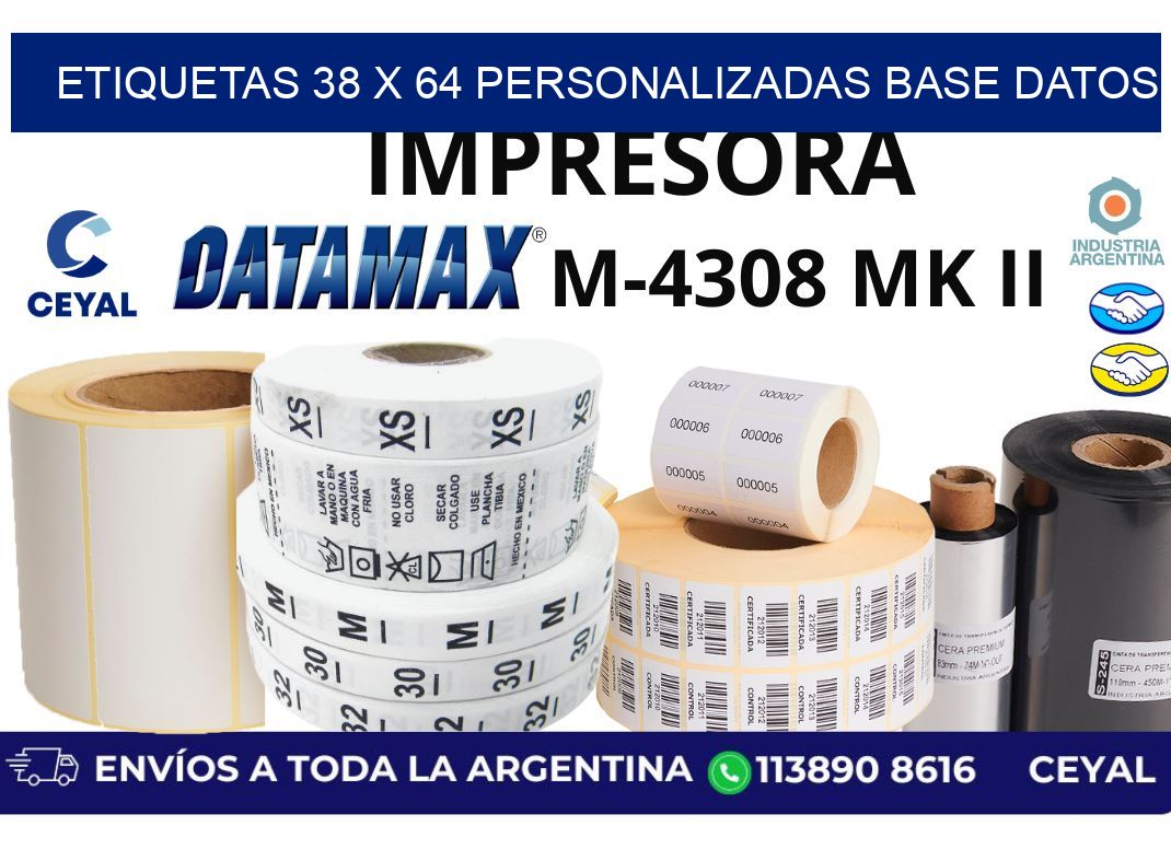 etiquetas 38 x 64 personalizadas base datos