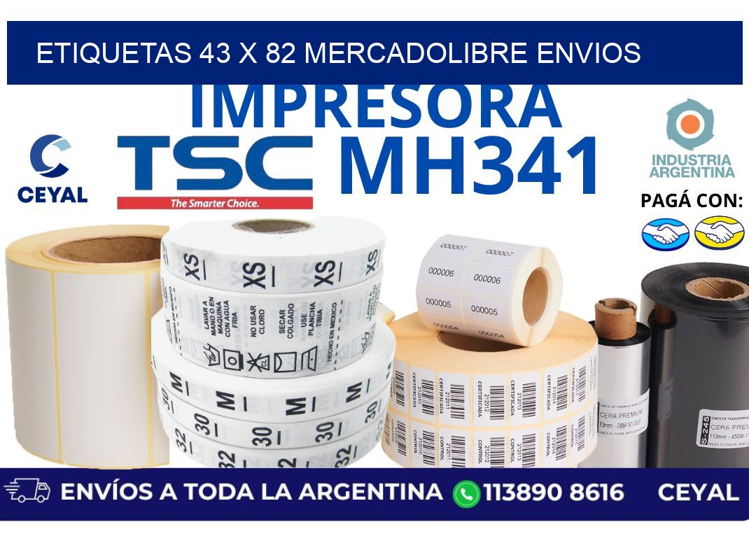 etiquetas 43 x 82 mercadolibre envios