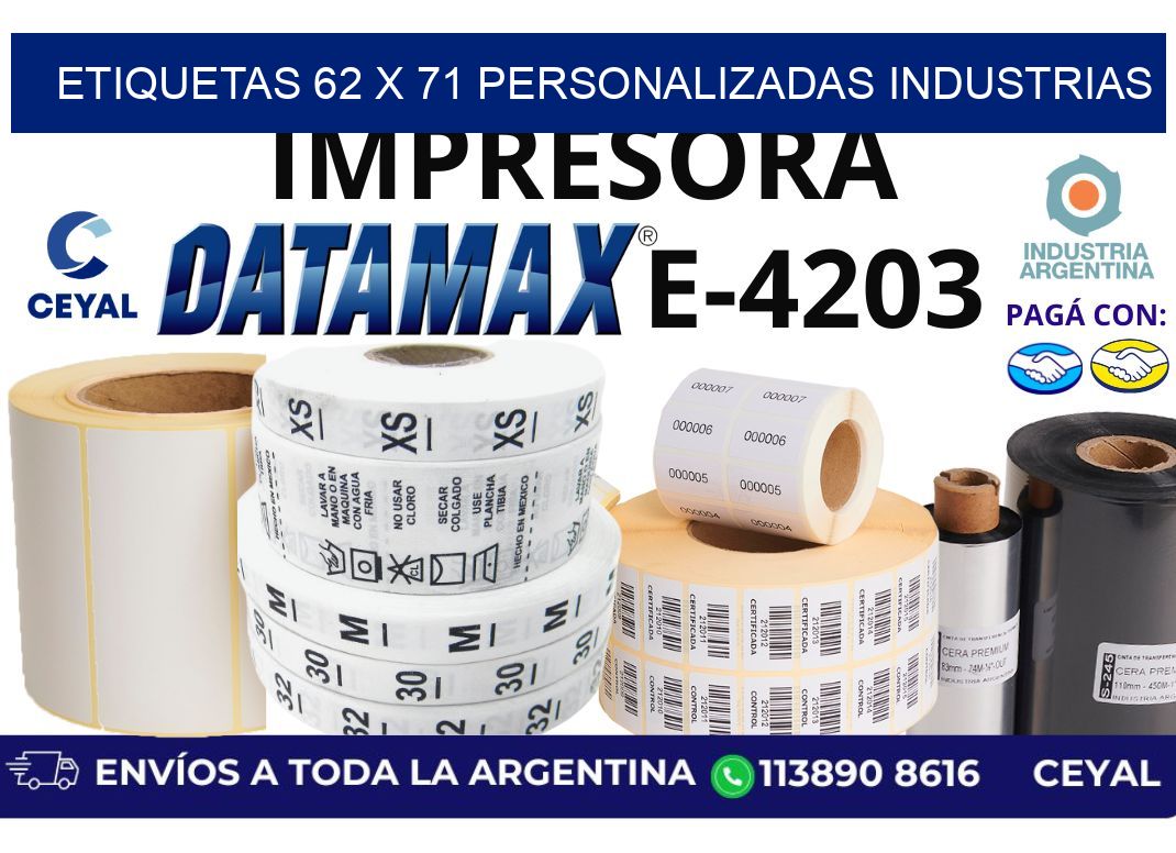 etiquetas 62 x 71 personalizadas industrias