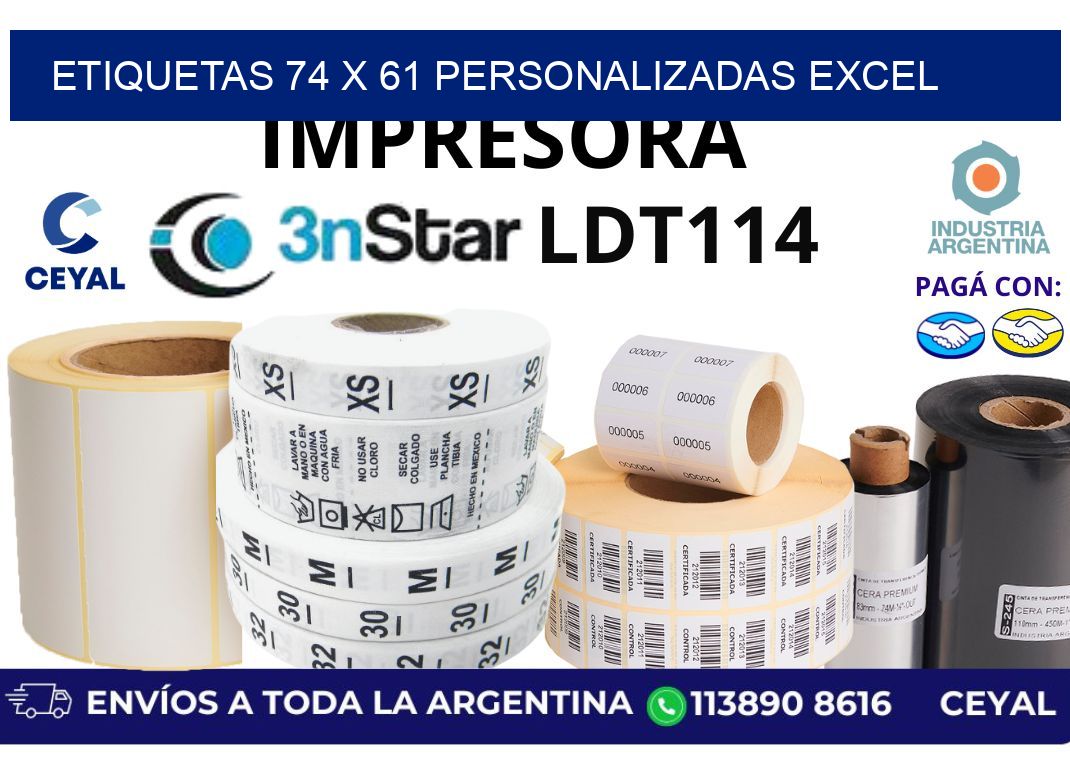 etiquetas 74 x 61 personalizadas excel