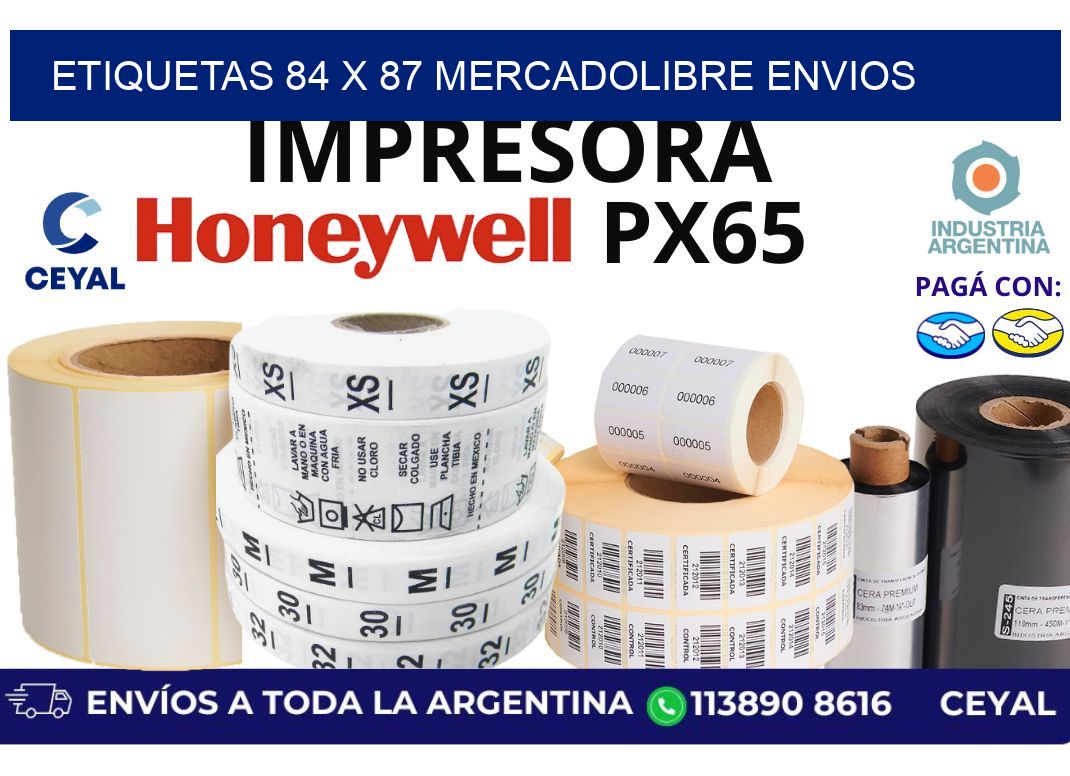 etiquetas 84 x 87 mercadolibre envios