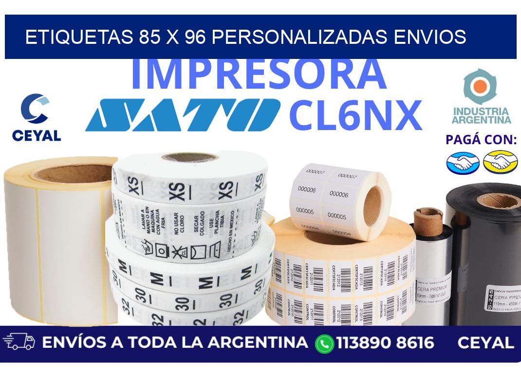 etiquetas 85 x 96 personalizadas envios