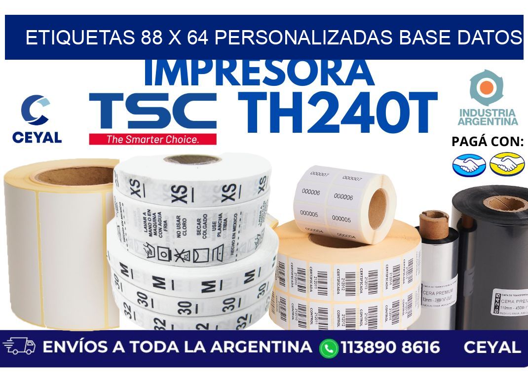 etiquetas 88 x 64 personalizadas base datos
