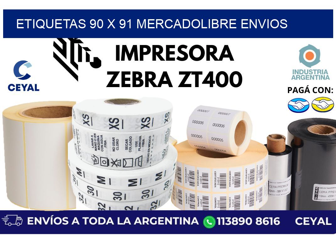 etiquetas 90 x 91 mercadolibre envios