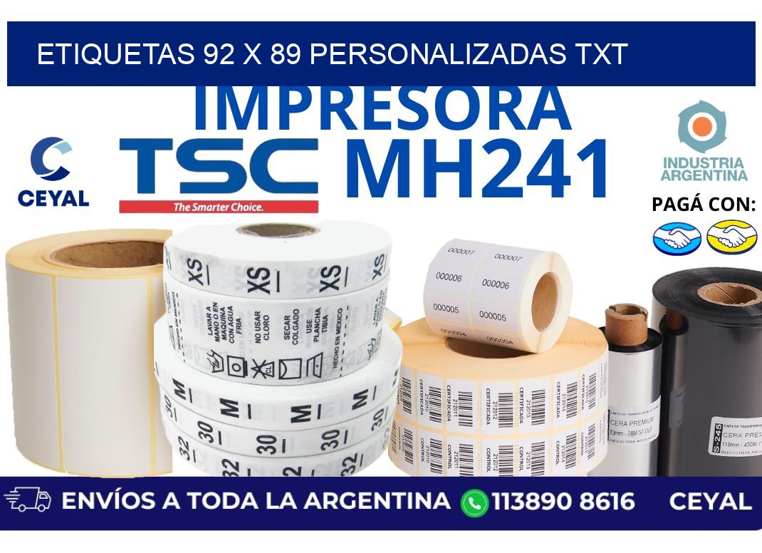 etiquetas 92 x 89 personalizadas txt