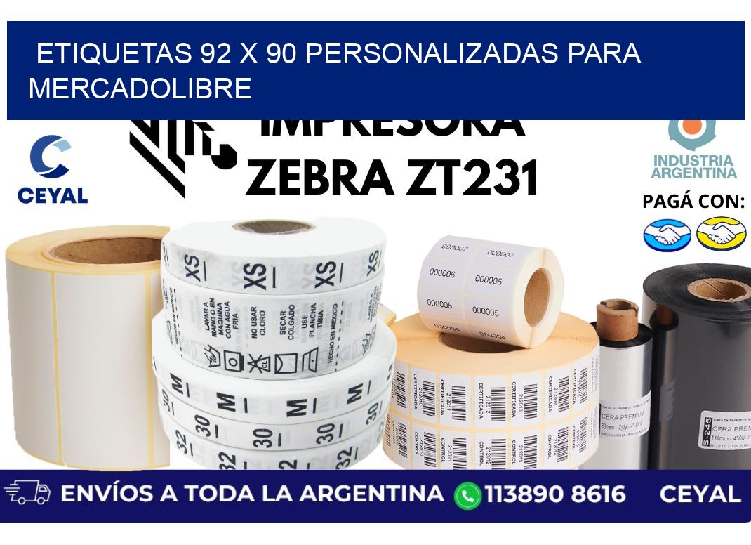 etiquetas 92 x 90 personalizadas para mercadolibre