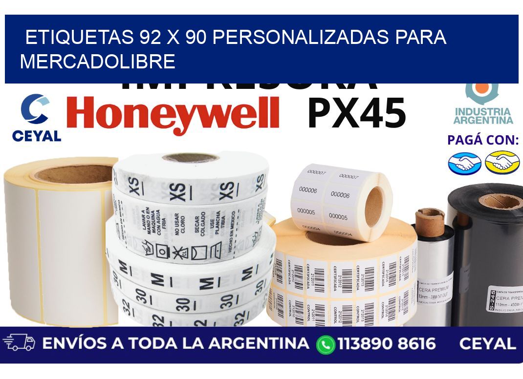 etiquetas 92 x 90 personalizadas para mercadolibre