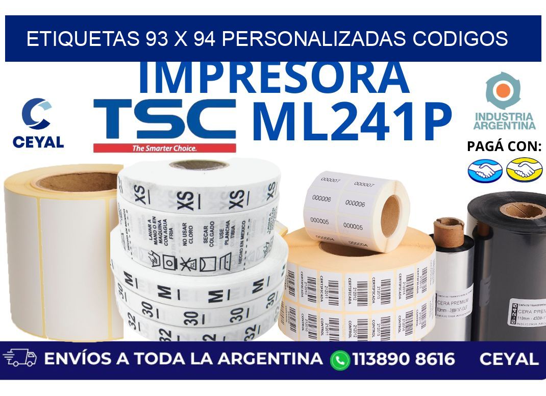 etiquetas 93 x 94 personalizadas codigos