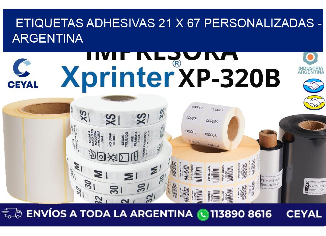 etiquetas adhesivas 21 x 67 personalizadas - Argentina