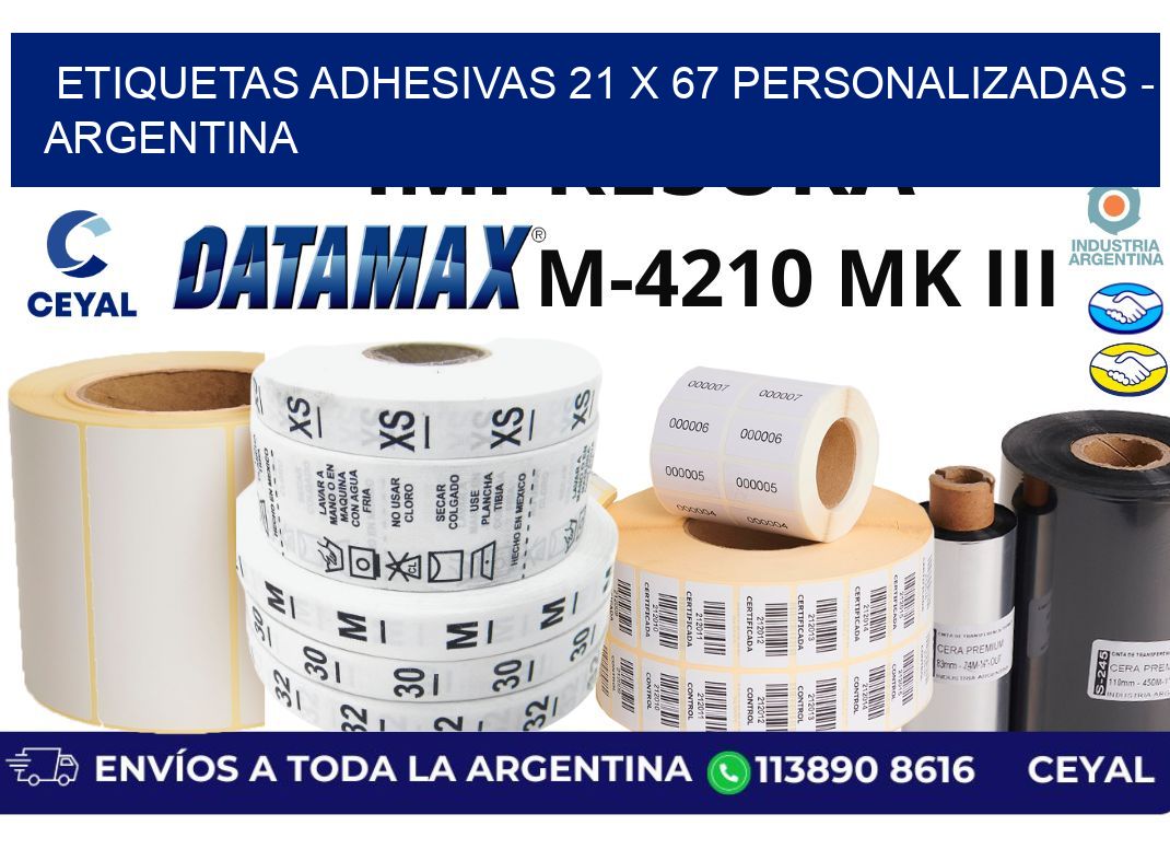 etiquetas adhesivas 21 x 67 personalizadas - Argentina