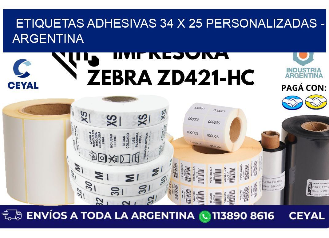 etiquetas adhesivas 34 x 25 personalizadas - Argentina