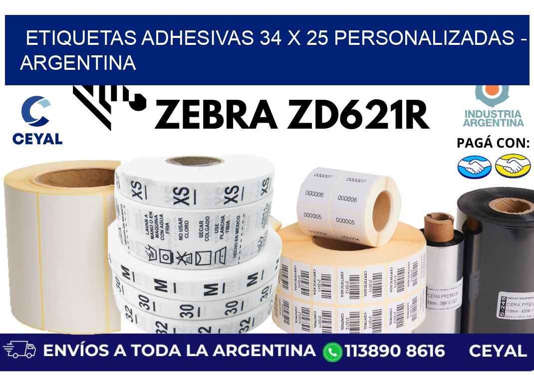 etiquetas adhesivas 34 x 25 personalizadas - Argentina