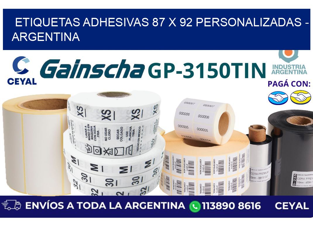 etiquetas adhesivas 87 x 92 personalizadas – Argentina