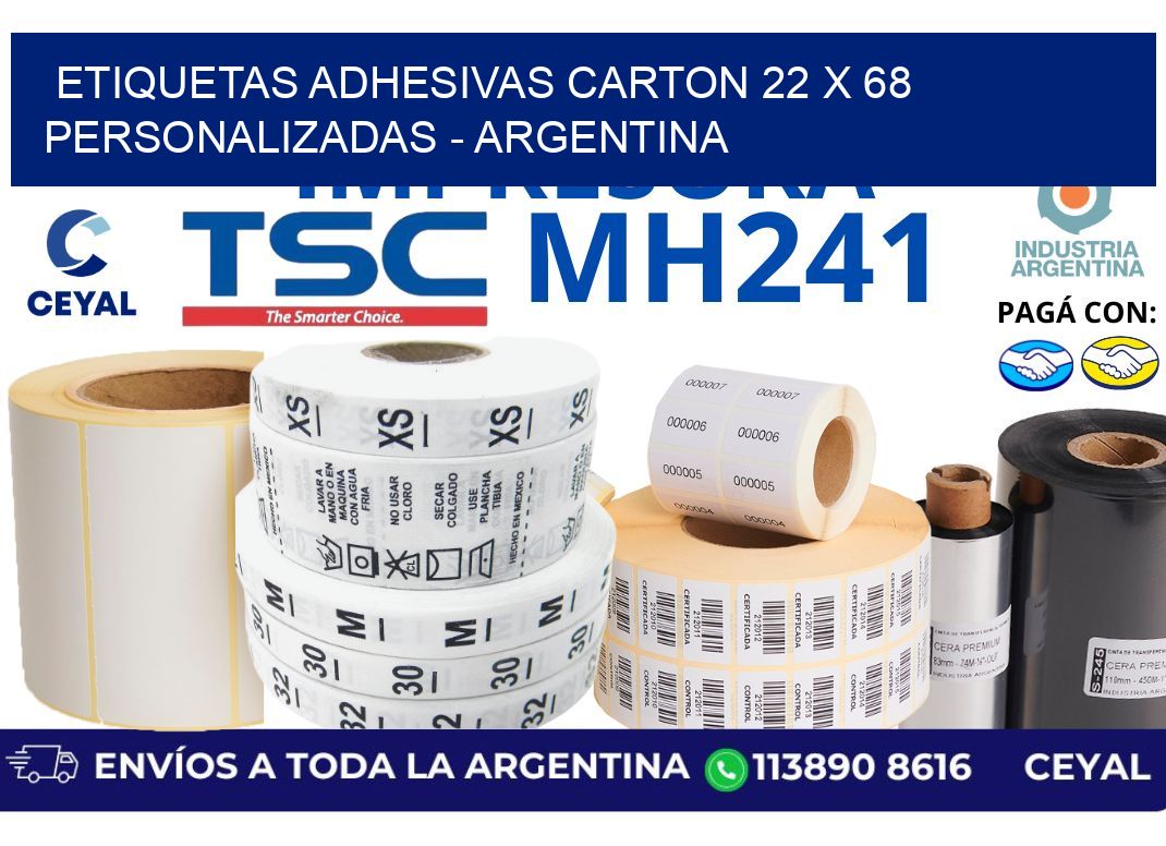 etiquetas adhesivas carton 22 x 68 personalizadas - Argentina