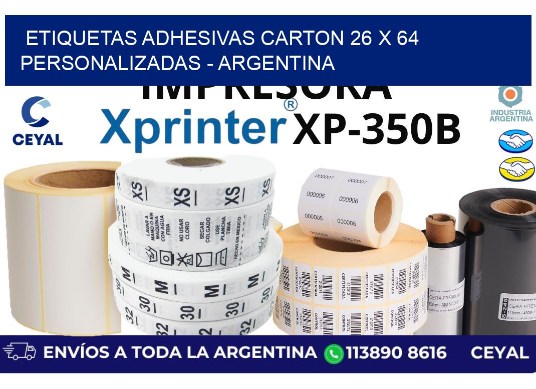 etiquetas adhesivas carton 26 x 64 personalizadas - Argentina