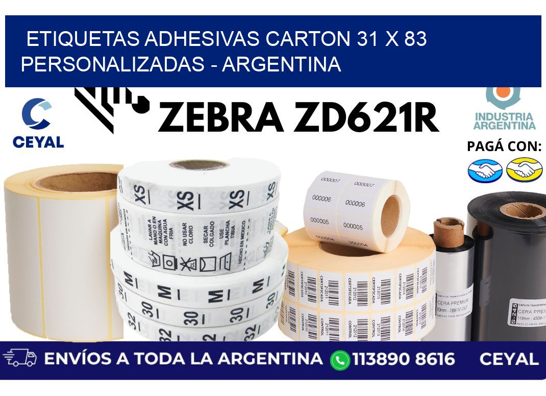 etiquetas adhesivas carton 31 x 83 personalizadas - Argentina