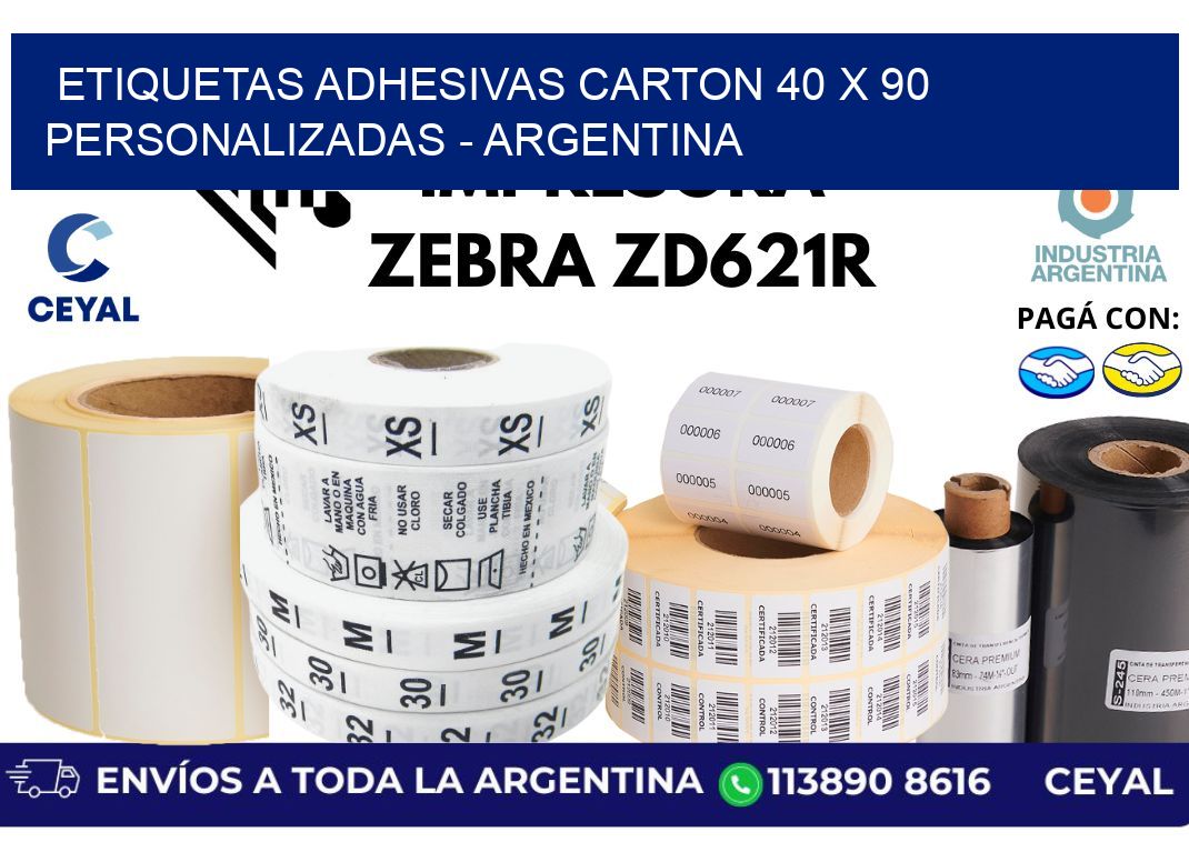 etiquetas adhesivas carton 40 x 90 personalizadas - Argentina