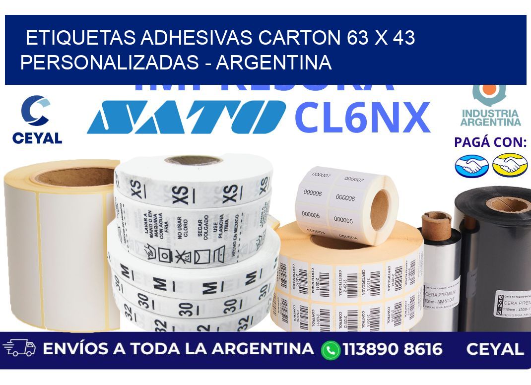 etiquetas adhesivas carton 63 x 43 personalizadas - Argentina
