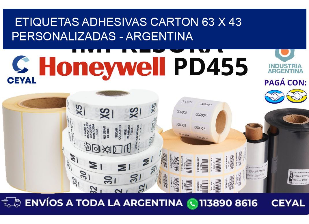 etiquetas adhesivas carton 63 x 43 personalizadas - Argentina