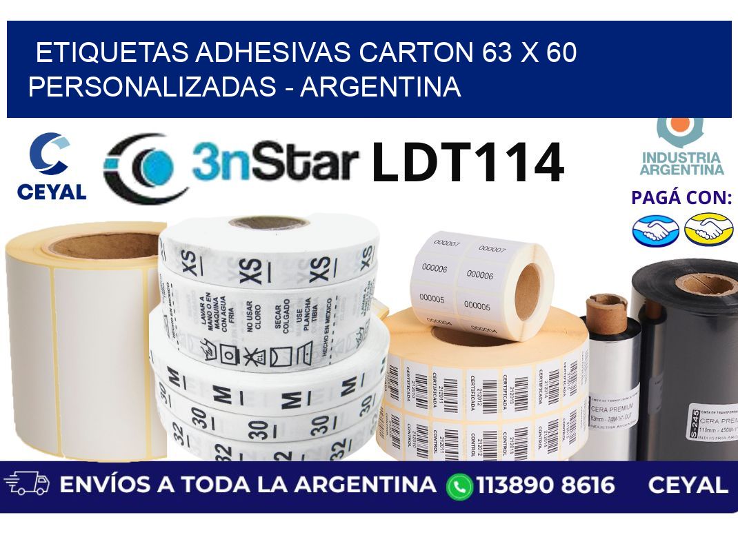 etiquetas adhesivas carton 63 x 60 personalizadas - Argentina