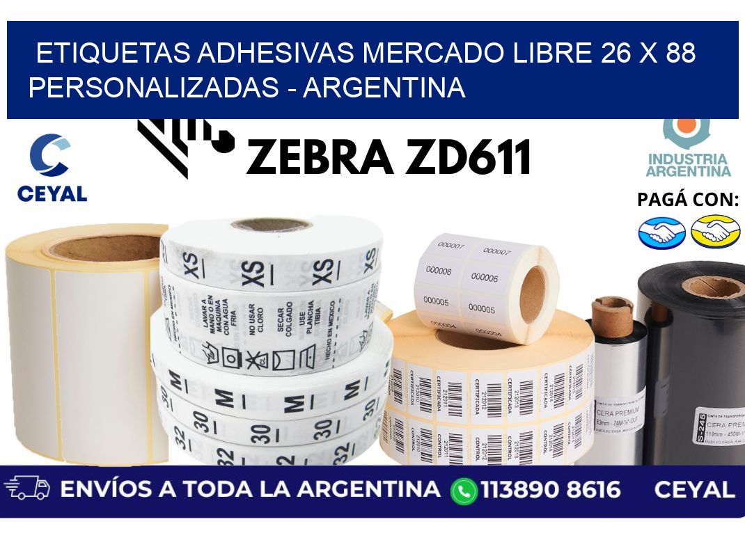 etiquetas adhesivas mercado libre 26 x 88 personalizadas - Argentina