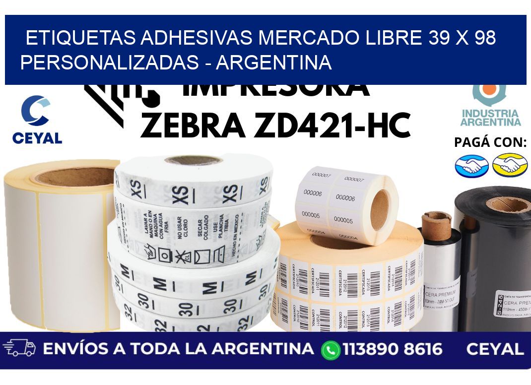 etiquetas adhesivas mercado libre 39 x 98 personalizadas - Argentina