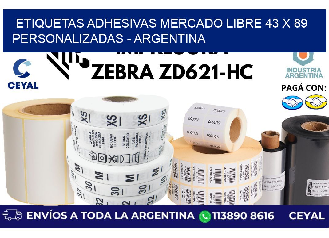 etiquetas adhesivas mercado libre 43 x 89 personalizadas - Argentina