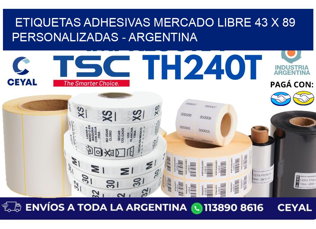 etiquetas adhesivas mercado libre 43 x 89 personalizadas - Argentina
