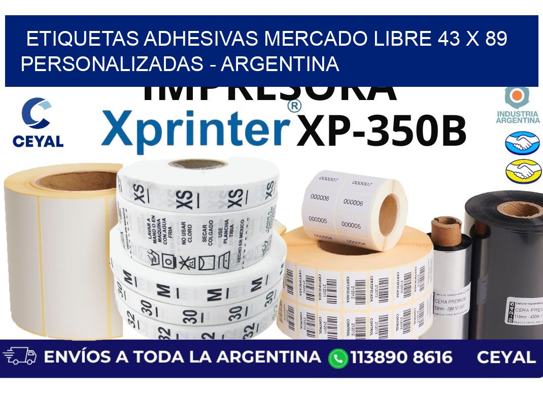 etiquetas adhesivas mercado libre 43 x 89 personalizadas – Argentina