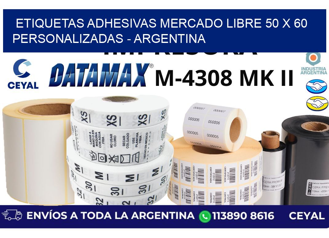 etiquetas adhesivas mercado libre 50 x 60 personalizadas - Argentina