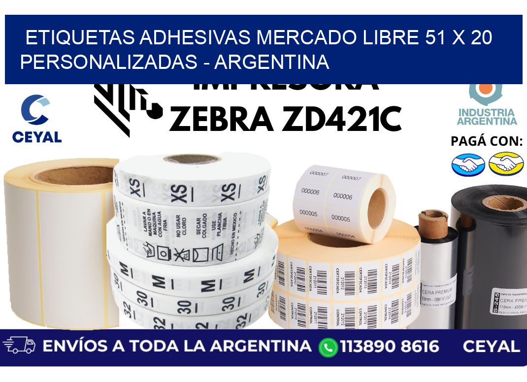 etiquetas adhesivas mercado libre 51 x 20 personalizadas - Argentina