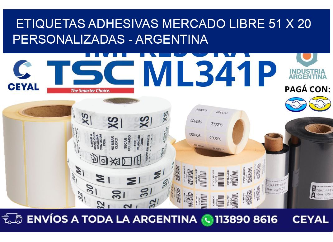etiquetas adhesivas mercado libre 51 x 20 personalizadas – Argentina