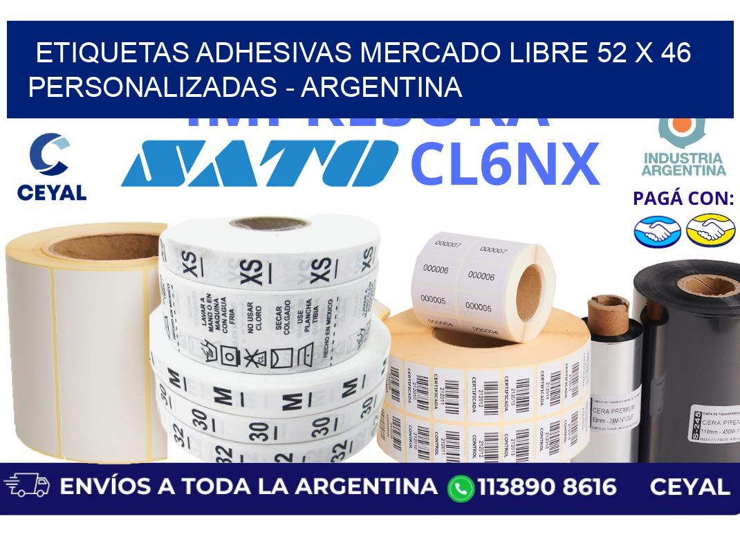 etiquetas adhesivas mercado libre 52 x 46 personalizadas – Argentina
