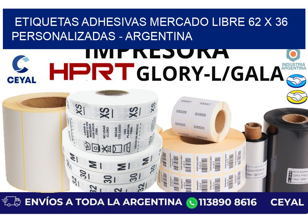 etiquetas adhesivas mercado libre 62 x 36 personalizadas – Argentina