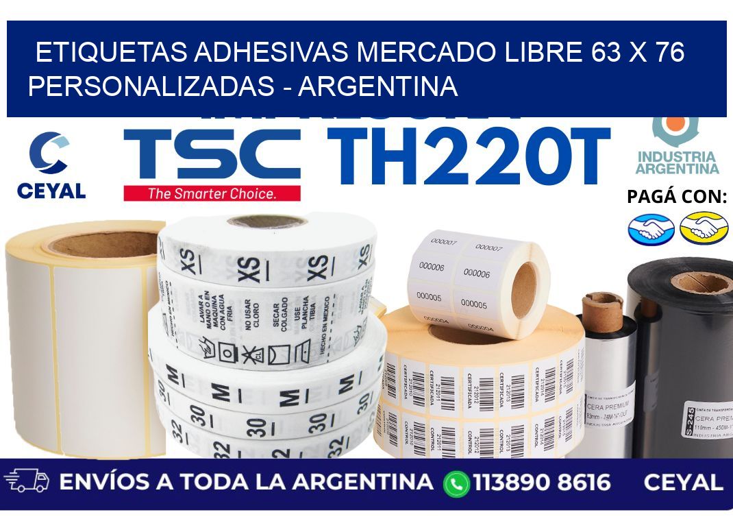 etiquetas adhesivas mercado libre 63 x 76 personalizadas – Argentina