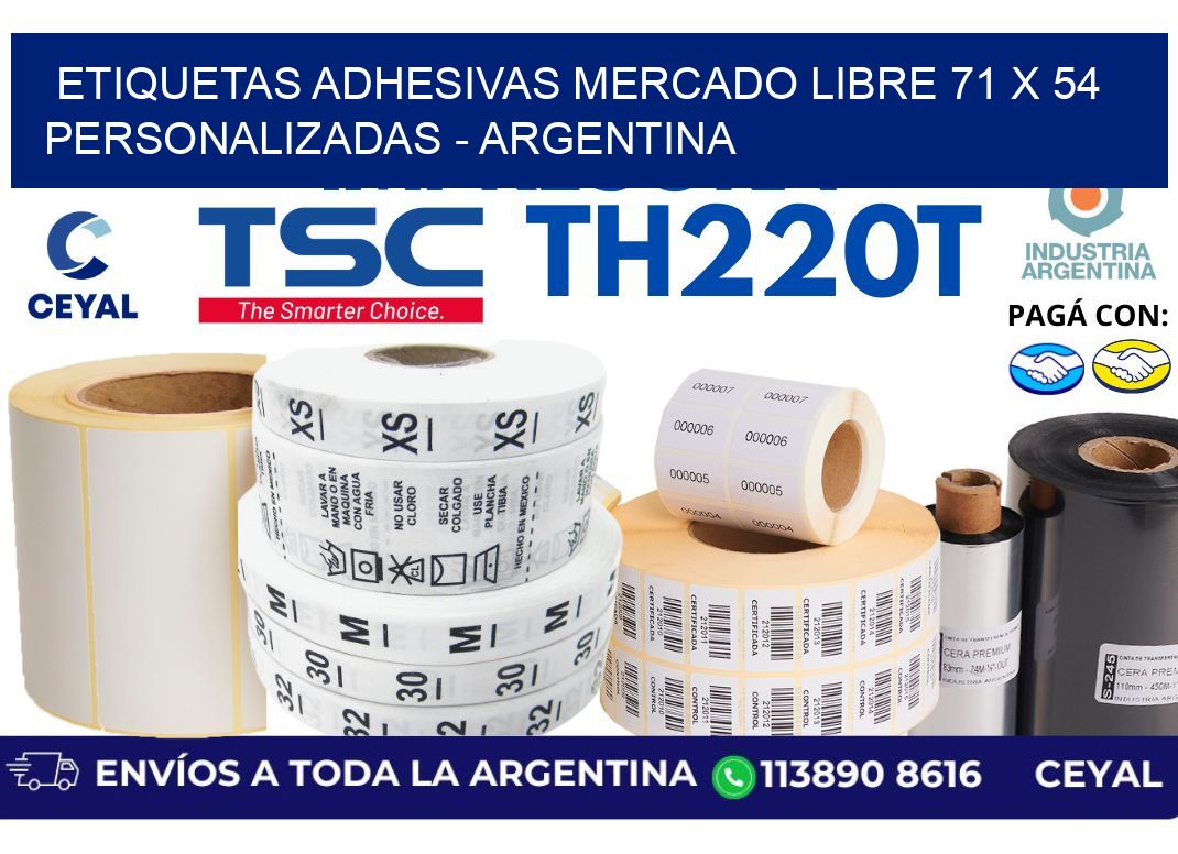 etiquetas adhesivas mercado libre 71 x 54 personalizadas - Argentina