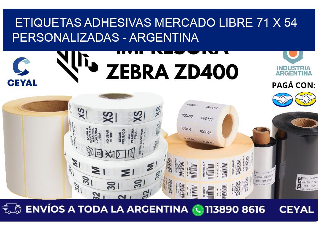 etiquetas adhesivas mercado libre 71 x 54 personalizadas - Argentina