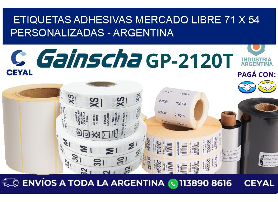 etiquetas adhesivas mercado libre 71 x 54 personalizadas – Argentina